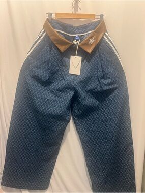 Aelfric Eden Blue Denim Jeans with White stripe and Brown Trim - Unisex Men or W